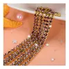 Cadena de Garra Plateada Base Colorida 4MM Cadena de Garra Dorada Encriptada Cadena de Pedrería Accesorios para Ropa Decoración de Sombrero Cadena de Pedrería