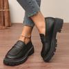 2025 Outono Novo Tamanho Grande Estilo Britânico Slip-On Sapatos Pequenos de Couro Mocassins Retro de Sola Grossa Sapatos Casuais Versáteis