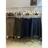 Saia Midi Plissada em Linha A com Cinto MISS Outono/Inverno Estilo Commute Coreano Lã Grossa A-W289