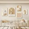 Pintura Decorativa para Sala de Estar Estilo Tronco, Pintura para Colgar en la Pared de Fondo de Sofá Color Crema, Mural Combinado Moderno y Sencillo Nuevo 2026