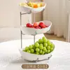 Plato de Fruta Multicapa de Lujo Ligero para Sala de Estar, Bandeja de Fruta Cerámica para el Hogar, Plato de Fruta Deshidratada de Alto Valor Estético, Bandeja de Dulces y Snacks Lingote al por Mayor