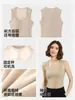 [Seda y Lana de Oveja] Chaleco Térmico de Terciopelo para Mujer con Almohadillas en el Pecho y Mangas en los Hombros, Camisola Interior de Terciopelo Alemán para Otoño e Invierno