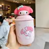 Copo Térmico Infantil Melody Novo Sanrio Hello Kitty Copo de Água Portátil com Canudo Feminino para Alunos do Ensino Fundamental Levarem para a Escola