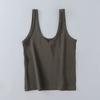 Verano Nuevo Moda Europea y Americana Color Sólido Cuello en V Acanalado Ajustado Top Chaleco C6644 Adelgazante