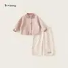 Roupas Infantis Bangxuan para Meninas Roupas Rosas com Patchwork Xadrez Tops para Crianças Pequenas Jaquetas Infantis Estilosas e da Moda Nova Primavera e Outono
