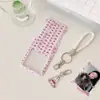 Porta-Cartão Pequeno Coração Rosa Girly 3 polegadas Porta-Cartão de Metrô Coelho Fofo com Laço Estudante Porta-Cartão de Trabalho com Cordão