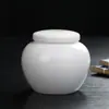 Cerámica de Porcelana Blanca Hogareña Sellada Lata de Té Almacenamiento Portátil Viaje Almacenamiento de Té Simple Pequeño Almacenamiento a Prueba de Humedad