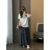 Falda Larga Zedaijiayi Estilo Coreano Primavera Verano Nueva 63 Mezcla de Lyocell Texturizada Cintura Elástica para Mujer