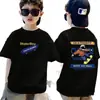 Camiseta de algodón puro de manga corta para niños, nuevo estilo de verano con estampado de letras de dibujos animados, top holgado de moda para bebé de media manga
