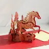 2026 Año del Caballo Tarjeta de Felicitación de Año Nuevo Estéreo 3D Estampado en Caliente Caballo Bendición Creativa Plegable Conmemorativa Tarjeta Venta al por Mayor Transfronteriza