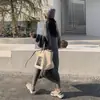Outono e Inverno Novo Cardigã Longo Tricotado Liso Estilo Coreano Feminino Estilo Preguiçoso Costela Manga Lanterna Suéter Tendência Feminina