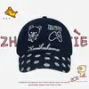 Gorra de Béisbol Bordada de Rilakkuma Estilo Coreano Ins Linda, Dulce Diseño de Puntos para Todas las Estaciones, Gorra Versátil para Parejas que Hace que la Cara se Vea Más Pequeña