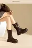 Otoño/Invierno 2026 Botas Vaqueras Occidentales de Mujer Más Vendidas Estilo Británico Retro Suela Gruesa Con Hebilla Más Terciopelo Botas Estilo Martin Zapatos de Moda