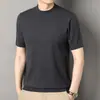 Popular camisa de punto nueva para hombre, suéter de punto fino de manga corta, camiseta básica suave de manga corta para hombre
