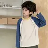 Camada de Base Manga Longa Infantil para Meninos e Meninas, Classe A, Outono e Inverno, Color Block, Top para Usar por Baixo da Roupa, para Crianças Médias e Maiores, Camada de Base Grossa