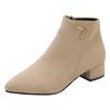 Botas cortas para mujer Otoño 2021, nuevas botas de tobillo de PU esmeriladas, botas Martin de color, botas de mujer con tacón grueso y puntiagudas, venta al por mayor