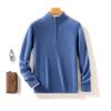 Camisa de cashmere masculina transfronteiriça, suéter quente de gola alta semi-gola alta, suéter de cashmere com zíper médio para uso externo