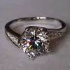 Huajie clássico simples anel feminino de noivado casamento amor prata 925 cravejado zircônia branca venda direta de fábrica