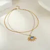 Collar con Colgante Ojo del Diablo Personalizado Estilo Europeo y Americano Acero Inoxidable No se Desvanece Lujo Ligero Joyería de Alto Nivel de Comercio Exterior Venta al por Mayor