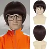 Peruca unissex de franja cogumelo multicolor europeia e americana, cabelo curto cortado de uma peça, peruca sintética para cabeça inteira