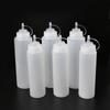 Botella dispensadora de salsa multi-tamaño de 1000 ml con escala botella dispensadora de kétchup salsa para ensaladas plástico boquilla puntiaguda Botella de mermelada
