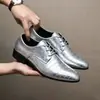 Zapatos de cuero a cuadros de talla extragrande transfronterizos para hombre, zapatos casuales de cuero con cordones, modernos y a la moda, zapatos de cuero formales de punta para oficina para hombre