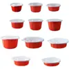 Tazón Desechable Rojo para Llevar con Hebilla Ajustada, a Prueba de Fugas, Tazón de Plástico Espesor Rojo por Fuera y Blanco por Dentro con Tapa, Tazón para Sopa
