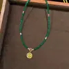 Collar de Cadena para Clavícula de Piedra Natural Ojo de Zircón Micro Exquisito Versátil Retro Europeo y Americano Entrada Lujo Nicho Gama Alta para Mujeres
