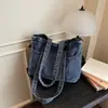 Bolso de mano grande estilo coreano para mujer, bolso tote de mezclilla nuevo 2026, bolso de hombro ligero de alta apariencia