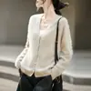 Cárdigan de lana de punto para mujer, nuevo para otoño/invierno, transfronterizo, listo para usar, con una textura suave y afelpada, en un diseño relajado y elegante