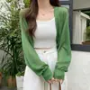 Cardigan de Punto Delgado Holgado de Verano Aire Acondicionado Protección Solar Cubre-Traje Sin Mangas Manga de Linterna Top Corto Chaqueta