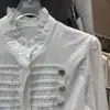 Ruoxinqiu Lançamento Linor Messenger Estilo Court Acabamento em Renda Cintura Marcada Cropped Blusa