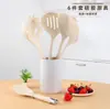 Utensilios de Cocina de Silicona con Mango de Gota de Agua, Modelo Nuevo Transfronterizo, Antiadherentes, Resistentes a Altas Temperaturas, Estante de Almacenamiento, Espátula de Silicona y Cucharón para Sopa