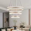 Lámpara de araña de cristal de lujo ligero para sala de estar, estilo italiano minimalista, lámpara circular de alta gama para hotel y villa, accesorio de iluminación LED de protección ocular, hierro