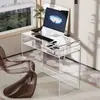 Escritorio de acrílico estación de trabajo para laptop mesa de estudio consola para oficina en casa decoración