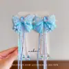 Presilhas de Cabelo Infantis Frozen Acessórios de Cabelo com Franja Fita de Laço Adorno de Cabeça Doces Presilhas de Princesa Elsa para Meninas Pequenas