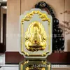 Pingente Guanyin Maitreya Buda de jade incrustado em ouro pingente Guanyin Buda masculino e feminino de marca quadrada de jade branco incrustada em ouro com diamante