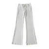 Exportación Transfronteriza Ropa de Mujer 2025 Otoño Estilo Europeo y Americano Cintura Media Cordón Color Sólido Microacampanados Pantalones Casuales para Mujer Z425210