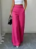 Pantalones casuales de pierna ancha para el trabajo, de cintura alta, adelgazantes, fluidos, con bloques de color, bolsillo con botón, transfronterizos Europa y América, Amazon, 2026