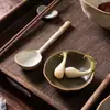 Vajilla de Gres Japonés Plato para Condimentos Plato para Dips Plato para Condimentos Plato Pequeño Hogar Cuchara Redonda de Mango Largo Palillos Soporte para Palillos