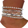 Pulseira transfronteiriça europeia e americana popular na Amazon, conjunto de pulseiras da moda com cinco peças, pulseira de corrente de metal personalizada para atacado