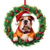 Corona de Navidad Impresa de Nuevo Color Transfronteriza Perro Acrílico Decoración Navideña para el Hogar Colgante