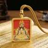Thangka Dragão Pintado à Mão Estilo Xizang 4x5 Cinco Senhores Thangka Amarelo Deus da Riqueza Cinco Direções Deus da Riqueza Thangka Quadrado Pingente Amuleto Buda Portátil
