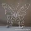 Arco de Hierro Blanco con Mariposas, Modelo Nuevo de Comercio Exterior Más Vendido, con Ruedas para Decoración Móvil de Fondo de Boda