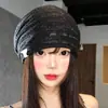 Sombrero Elegante Negro en Capas para Mujer, Gorro Transpirable Delgado de Verano de Alta Calidad, Gorro Tipo Beanie Retro de Alta Calidad