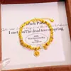 Pulsera de Rueda de Estrella de Diamante Chapada en Oro de Latón Placa de Estrella de Cinco Puntas Lujo Accesible Gama Alta Pulsera de Anillo Corredizo con Cuentas de Transferencia de Oro Arena para Mujeres