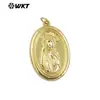 WT-MP291 pingente oval religioso de personalidade requintada latão 18k acessórios de colar ornamento