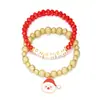 Pulsera de Elementos Navideños Nuevos Transfronteriza Europea y Americana Papá Noel Árbol de Navidad Bastón Pulsera de Cuentas para Fiesta Navideña