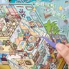 Pegatinas de paisajismo de tres capas con dibujos animados, creativas y lindas, escenas en miniatura tridimensionales en 3D, collage de cuentas de mano, pegatinas de bricolaje de descompresión