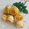 Flores artificiais: Buquê de Rosas Reais com 7 Flores, Pequeno Ramo com 7 Rosas, Buquê para Casa e Casamento, Buquê de Acabamento Realista de Alta Qualidade